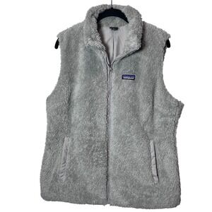 Patagonia Gray Fleece Vest Women Size XL Full Zip Puffer Sherpa Winter Warm